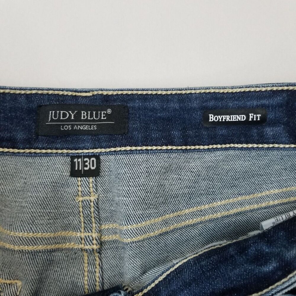 Judy Blue Women's Straight Leg Jeans - Distressed Blue - Picture 3 of 12